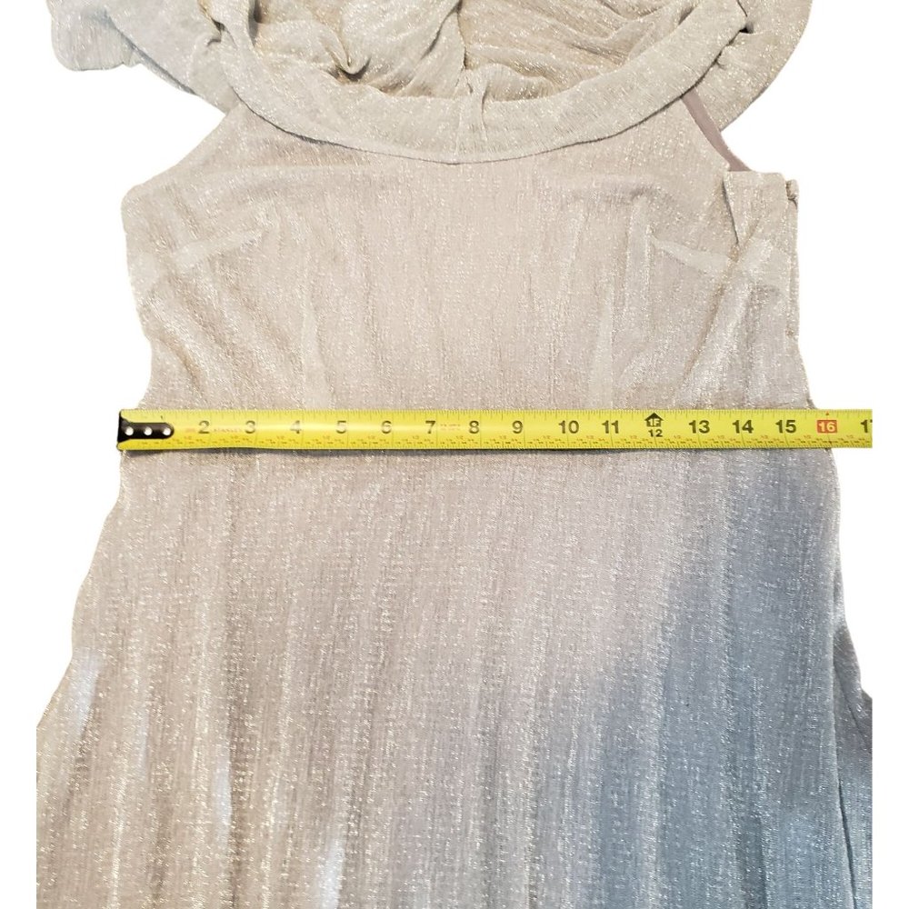 Calvin Klein Spaghetti Strap Metallic Evening Gown W/ Overlay Draped Bodice 14 - Picture 12 of 13
